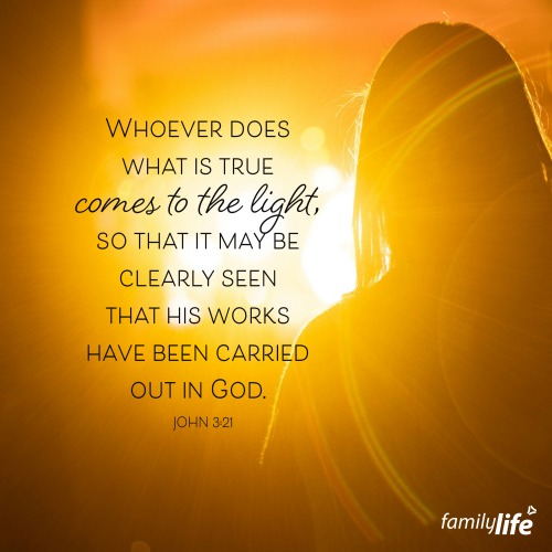 Monday, January 13, 2025
John 3:21
But whoever does what is true comes to the light, so that it may be clearly seen that his works have been carried out in God.Your motives will be known! And that’s a good thing because it’s important to make sure that the good you do is motivated from the right place. If it’s not, God can give you the eyes to see where it is coming from and then help you make a change so that it can be done in love instead. And the thing is, when you do good works motivated by love, that’s when others will see it and desire to change too!